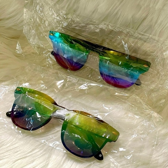 Rainbow Tinted Sunglasses Set of 2 Unisex Pride New - Picture 1 of 11